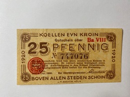 Allemagne Notgeld Koln 25 Pfennig - Collections