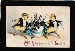 Ellen Clapsaddle - 2 Dressed Chicks "All Happiness For Easter"1913 - Antique Postcard - Clapsaddle