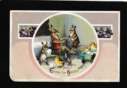 Ellen Clapsaddle - 3 Dressed Bunnies 1911 - Antique Easter Postcard - Clapsaddle