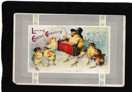 Ellen Clapsaddle - Dressed Chick Playing Accordian 1912 - Antique Easter Postcard - Clapsaddle