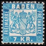 1868. BADEN. Wappen (Hintergrund Weiss.) 7 KR 10x10 Thin/Dünn/tynd.  () - JF319731 - Neufs