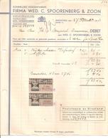 1938 Omzetbelasting 10ct+1Gld. Spoorenberg Hoedenfabriek Eindhoven>Brummen - Fiscaux