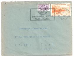 MONTE CARLO Lettre 10F Rade Orange 5 F Sceau Du Prince Ob Meca 1955  Couronne Blason Yv 311A 415 - Cartas & Documentos