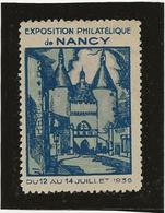 VIGNETTE - EXPOSITION PHILATELIQUE DE NANCY - 12 AU 14 JUILLET 1936 - Expositions Philatéliques