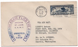 (R68) Scott C10 - 10c Lindbergh 1928 Chicago - St-Louis -  Sprinfield  C.A.M. 2 - Seattle -  Spirit Of Saint-Louis. - 1c. 1918-1940 Cartas & Documentos