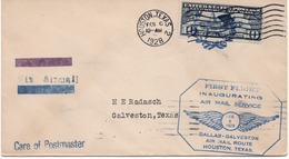 (R70) Scott C10 -10c Lindbergh 1928- First Flight Inaugurating Air Mail Service - Dallas-Galveston- Houston - Texas. - 1c. 1918-1940 Lettres