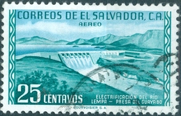 EL SALVADOR, GUAYABO DAM, 1954, 25 C., FRANCOBOLLO USATO  (0,50) Mi:SV 755, Sg:SV 1080 - El Salvador