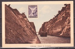 GREECE 1927 Landscapes I Maxicard From 50 L Violet : Canal De Corinthe In Colour Vl. 425 - Maximum Cards & Covers