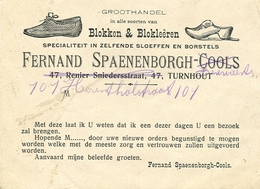 Reclamekaart (10x14cm) Turnhout Renier Sniedersstraat Fernand Spaenenborgh Cools Groothandel Blokken & Blokleêren - 1900 – 1949