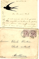 1884- Enveloppe Affr. 10 Pf Oblit. Cad De LOGELBACH  ( Enveloppe Et Courrier Décorés D'une Hirondelle) - Hirondelles