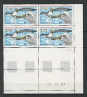 TAAF 1998 N° 229 ** Bloc De 4 Coin Daté Neuf MNH  Superbe Faune Oiseaux Albatros Tête Grise Birds Fauna Animaux - Unused Stamps