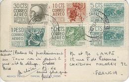 MEXIQUE TIMBRES OBLITERES 1915 SUR CARTE POSTALE CORREO AEREO POSTES MEXICO - México