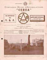 TRES RARE ** BROCHURE DE 8 PAGES SUR - COMPAGNIE BELGE D' ACCUMULATEURS CEBEA 1930 - BATTERIE - BATTERY ** Avec Prix !! - Publicidad