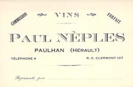 CPA / CARTE DE VISITE FRANCE 34 "Paulhan, Vins, Paul NEPLES" - Paulhan