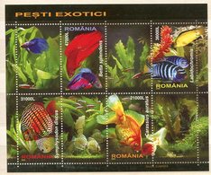 ROMANIA 2005  Tropical Fish Block MNH / **.  Michel Block 351 - Hojas Bloque