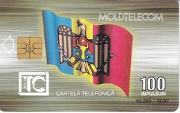 TARJETA DE MOLDAVIA DE 100 IMPULSURI - BANDERA-FLAG (MOLDOVA) - Moldavië