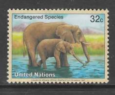 TIMBRE NEUF DES NATIONS UNIES N. Y. - ELEPHANT D'AFRIQUE (LOXODONTA AFRICANA) N° Y&T 720 - Eléphants
