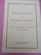 Programme/ Inauguration De La Section Hippique/Gouvernement Militaire De La SARRE/19ème BCP /CRS/1947     PROG248 - Programs