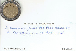 Carte De Visite Autographe De Raymond Bocken, Rue Wilson, Dolhain (vers 1965) - Visitenkarten