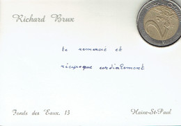 Ancienne Carte De Visite Autographe De Richard Brux, Fonds Des Eaux, Haine-Saint-Paul (vers 1965) - Cartes De Visite