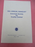 Programme /36th Annual Banquet American Society For Quality Control/DETROIT/ USA/ /1982 PROG255 - Programme