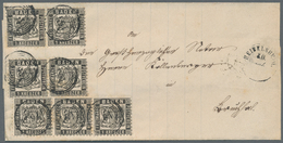 Baden - Marken Und Briefe: 1864, 1 Kr. Schwarz, DREI WAAGERECHTE PAARE Und Ein Einzelstück, Als Port - Other & Unclassified