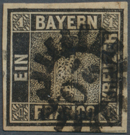 Bayern - Marken Und Briefe: 1849, SCHWARZER EINSER 1 Kr. Schwarz (fast B-Farbe), Platte 2 Mit Zentri - Altri & Non Classificati