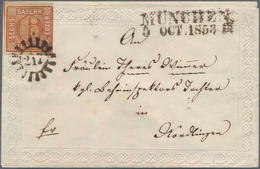 Bayern - Marken Und Briefe: 1850, Ziffern 6 Kr. Braunorange In Type II, Platte 1 Auf PRÄGE-ZIERBRIEF - Autres & Non Classés