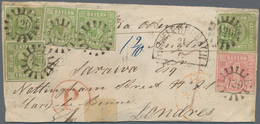 Bayern - Marken Und Briefe: 1850, Fünfmal Ziffern 9 Kr. Gelbgrün Und 1 Kr. Rosa Als 46 Kr. Frankatur - Altri & Non Classificati