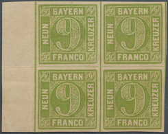 Bayern - Marken Und Briefe: 1850, 9 Kr. Gelbgrün Im Viererblock Mit Linkem Rand, Ungebraucht Mit Fal - Sonstige & Ohne Zuordnung