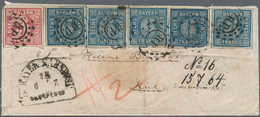 Bayern - Marken Und Briefe: 1864, 3 Kr Karminrosa Und 5 X 6 Kr Blau, Waagerecht In Reihe Geklebt, Je - Other & Unclassified