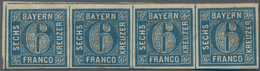 Bayern - Marken Und Briefe: 1862, Quadratausgabe 6 Kr Dunkelgrauultramarin, Waagerechter Viererstrei - Altri & Non Classificati