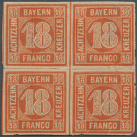 Bayern - Marken Und Briefe: 1862, 18 Kr. Orangerot Im Ungebrauchten Viererblock Mit Originalgummi Un - Other & Unclassified