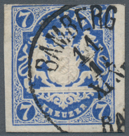 Bayern - Marken Und Briefe: 1868, 7 Kreuzer Preußischblau Sauber Gestempelt Mit K1 BAMBERg, Die Mark - Other & Unclassified