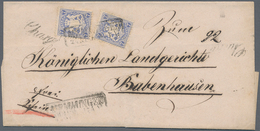 Bayern - Marken Und Briefe: 1870 Wappen 2x7 Kr. Blau Wasserzeichen X Auf Charge-Brief Von Memmingen - Other & Unclassified