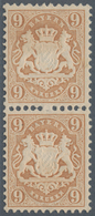Bayern - Marken Und Briefe: 1873, Wappen 9 Kr. Braunorange SENKRECHTES PAAR Gezähnt Mit Wasserzeiche - Autres & Non Classés
