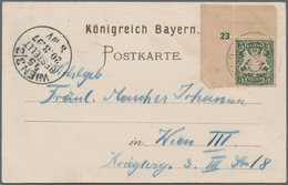 Bayern - Marken Und Briefe: 1897, 5 Pf. Wappen Auf Grauem Papier, Linkes Oberes ER-Stück Mit Platten - Other & Unclassified
