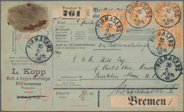 Bayern - Marken Und Briefe: 1890, 2 Mark Wappen Orange Auf Orangeweißem Papier, Vier Einzelstücke Al - Otros & Sin Clasificación