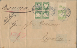 Bayern - Marken Und Briefe: 1911 5 M. Gelbgrün Mit Bogenrand Oben Zusammen Mit Viererblock 5 Pf. Grü - Other & Unclassified
