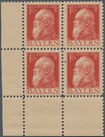 Bayern - Marken Und Briefe: 1911, Luitpold 10 Pfg. Rot In Type I, Eckrand-4er-Block Links Unten Mit - Andere & Zonder Classificatie