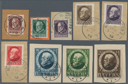 Bayern - Marken Und Briefe: 1914, Ludwig II 3 Pf. Bis 10 Mark Im FRIEDENSDRUCK Auf Briefstücken Meis - Altri & Non Classificati