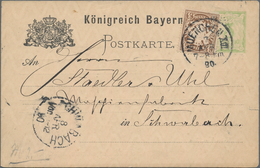 Bayern - Ganzsachen: 1883/1890, Ortskarte 3 Pfg. Grün, Drei Auffrankierte Karten Im Fern-/Auslandsve - Autres & Non Classés