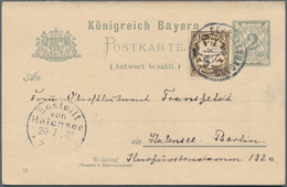 Bayern - Ganzsachen: 1903. Doppelkarte 2+2 Pf Ziffer/Rauten Mit Zfr. 3 Pf Wappen Bedarfsgebraucht Vo - Sonstige & Ohne Zuordnung