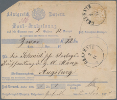 Bayern - Postanweisungen: 1874, 6 Kr Braun Type II Entwertet Mit K1 GRAFRATH über 2 Gulden Und 12 Kr - Autres & Non Classés