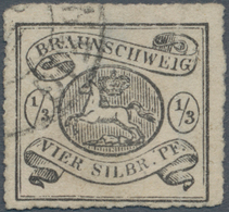 Braunschweig - Marken Und Briefe: 1864, 1/3 Sgr / 4 Spfg. Schwarz Auf Grauweiß Mit Bogenförmigem Dur - Brunswick