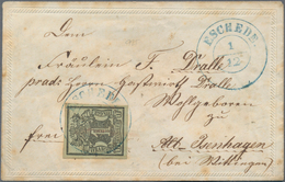 Hannover - Marken Und Briefe: 1851, 1 Ggr, Schwarz Auf Graugrün, Allseits Breitrandig Geschnittenes - Hanovre
