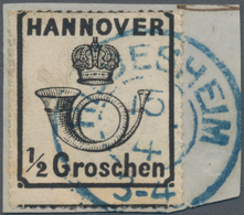 Hannover - Marken Und Briefe: 1864, 1/2 Gr. Schwarz Mit Rosa Gummierung Und Vollständigem Durchstich - Hanovre
