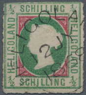 Helgoland - Marken Und Briefe: 1867, ½ S Dunkelbläulichgrün/karmin Mit Kopftype I Gestempelt Mit Run - Héligoland