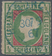 Helgoland - Marken Und Briefe: 1867, ½ S Dunkelbläulichgrün/karmin Mit Kopftype I Gestempelt Mit Bla - Heligoland