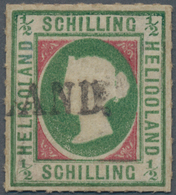 Helgoland - Marken Und Briefe: 1867, ½ S Dunkelbläulichgrün/karmin Mit Kopftype II Gestempelt Mit Ei - Héligoland
